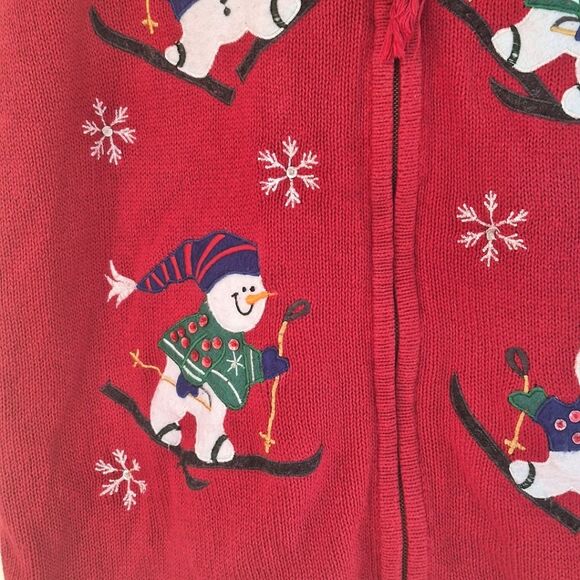 Vintage Bobbie Brooks Christmas Sweater Vest Skiing Snowmen Women's size XL - Picture 11 of 16